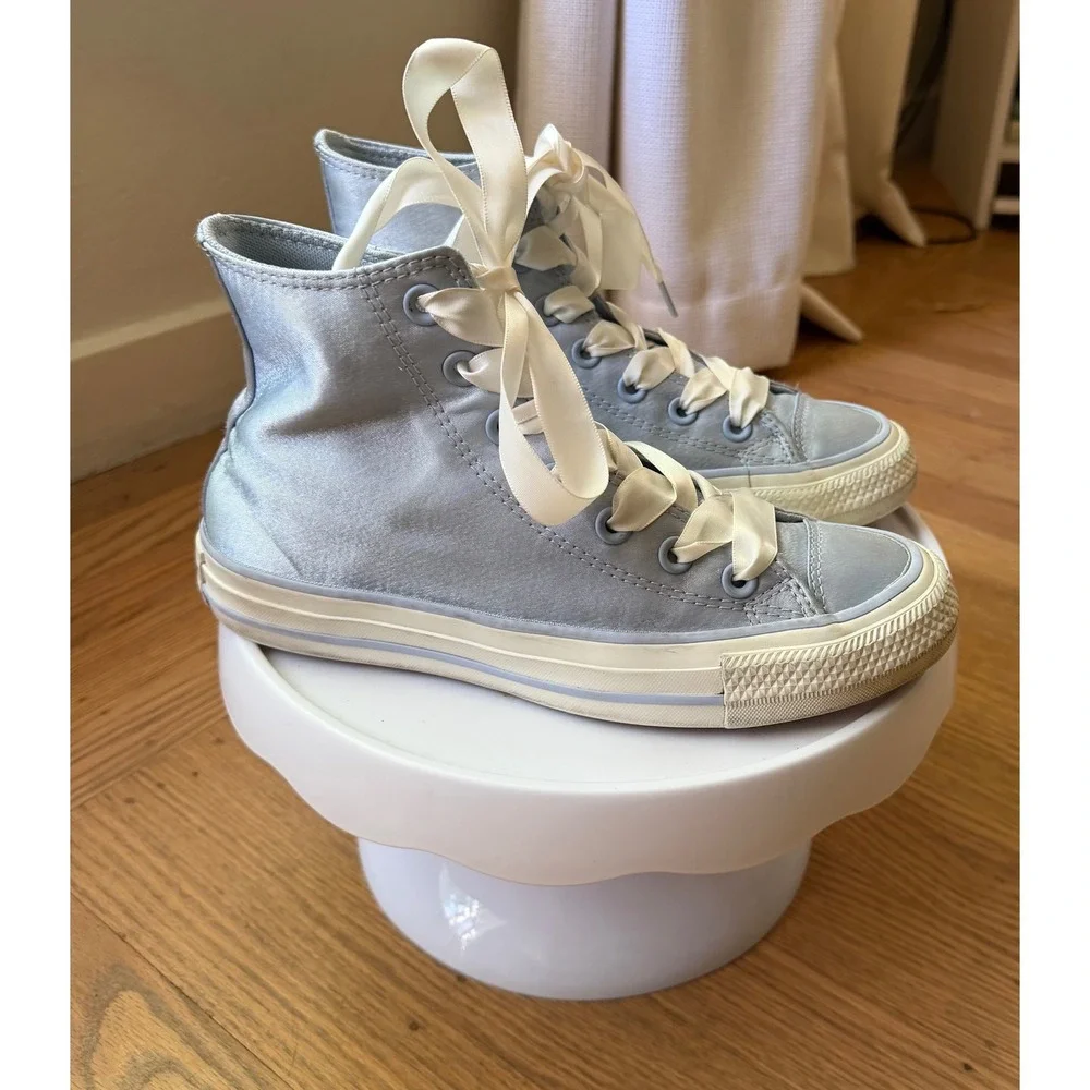 Converse Chuck Taylor All Star High Top Satin Light Blue Ribbon Laces A10280F 6 - Picture 9 of 9